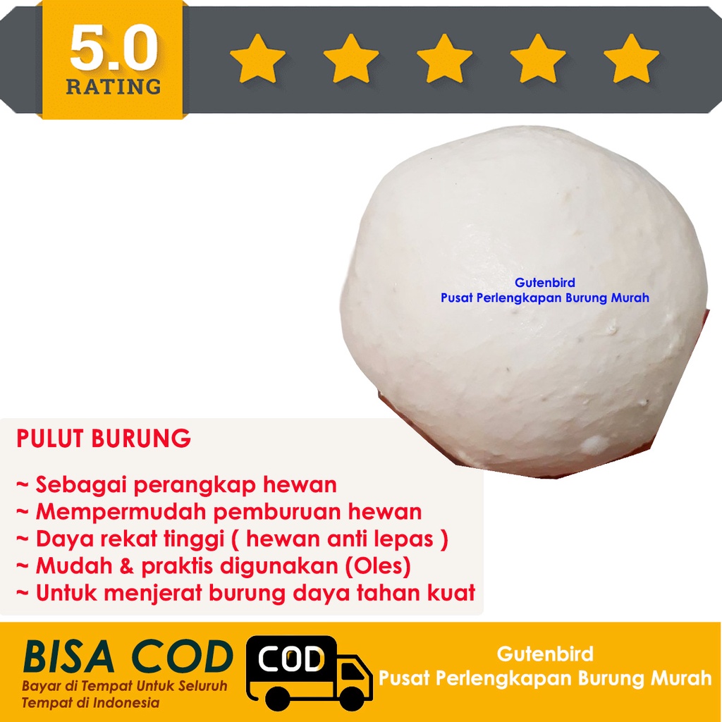 GutenBird - Pulut Burung Lem Perangkap Jebakan Burung 1 kg Dijamin Mantab Produknya