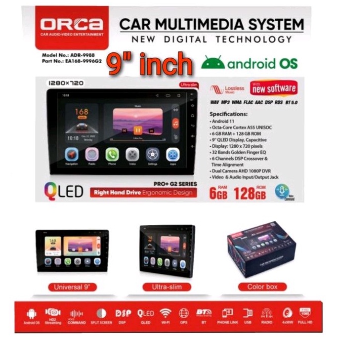 ANDROID 10&quot; ORCA PRO+G2 / ANDROID 9&quot; ORCA PRO+G2 Head Unit ANDROID ORCA ADR 9988 PRO PLUS G2 TERBARU