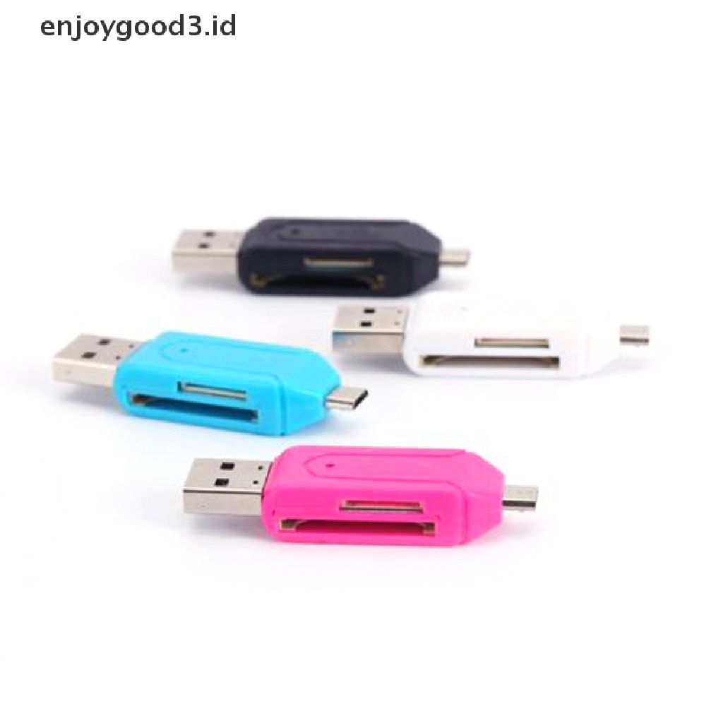 2in1 Adapter Card Reader Micro USB 2.0 OTG SD TF Untuk Android Samsung