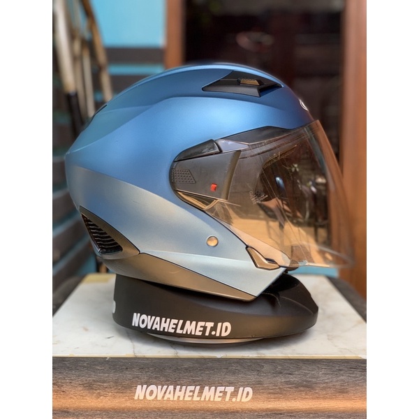 zeus 611 blue doff size L helm halface second murah berkualitas novahelmet.id