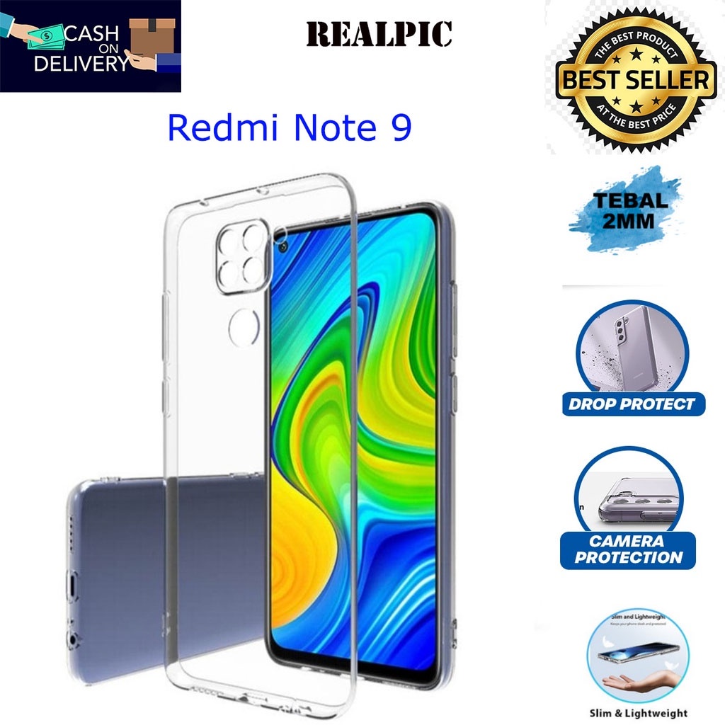 Case Xiaomi Redmi Note 9 Casing Clear HD KETEBALAN 2MM BENING TRANSPARAN TPU Premium Softcase