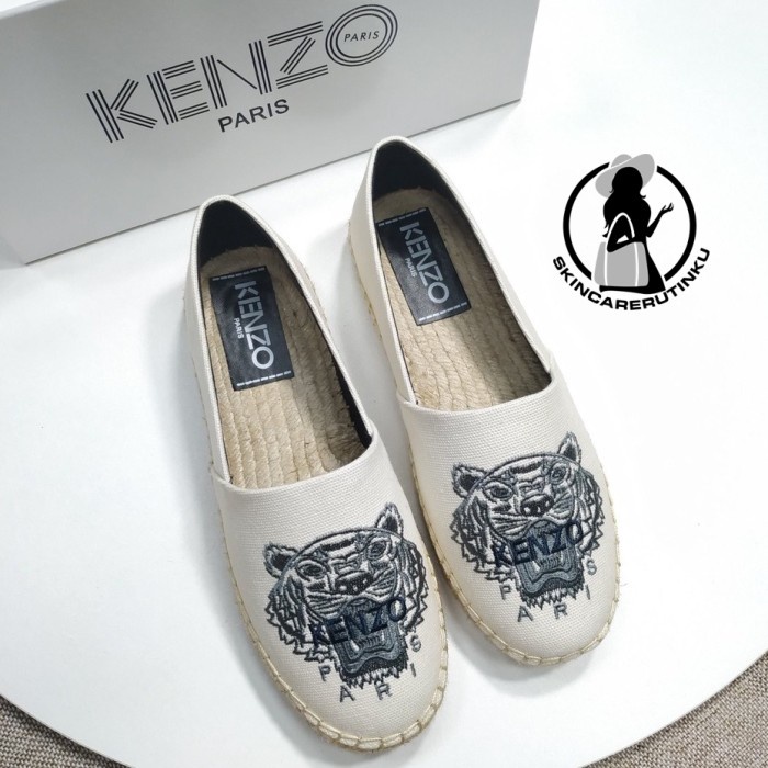 Kenzo Tiger Espadrilles Flat Shoes Black / Kenzo Slip On - ORIGINAL - 35, Putih