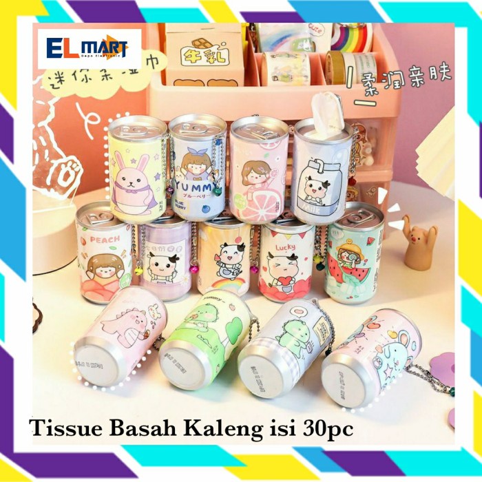 Tissue Basah Kaleng Isi 30pc Tisu Basah Karakter Lucu Unik Cute Serbaguna TSB01