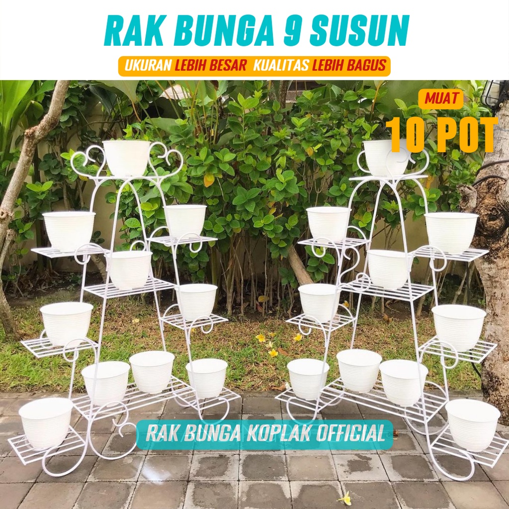 Rak Tanaman Bunga Besi Susun Minimalis Murah Tempat Pot Bunga dan Tanaman Rak Taman Model 9 Tingkat 