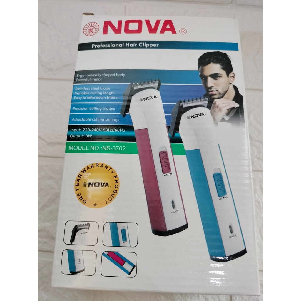 JOS1489 Alat Cukur Rambut Nova NS-3702 Charger Portable Potong Kumis Jenggot Baterai Tanpa Kabel