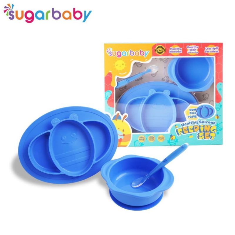 Tempat Makan Bayi Silicon Sugar Baby warna Biru