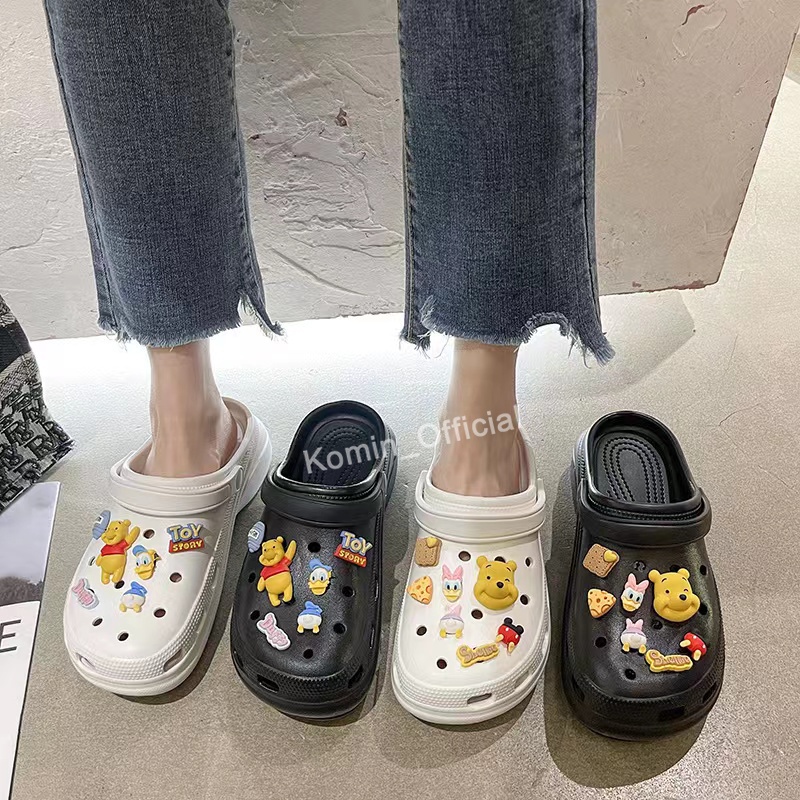 Komin Sandal Fuji Wanita Wedges Sandal Baim Tebal Kekinian Anti Air Sendal Clog Eva Terbaru Sandal Kodok Import Sandal Cewek Slip On