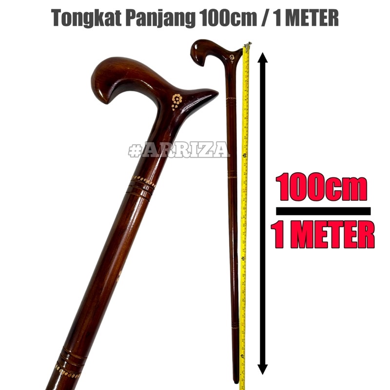 Tongkat Jalan Kayu Jati PANJANG 100cm 1 METER / Tongkat Kayu / Tongkat Jalan / Tongkat 1 Kaki / Tongkat Ukir / Teken Ukir / Tongkat Kayu Jati Asli / Tongkat Panjang