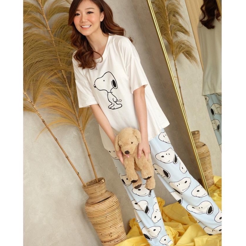 BAJU TIDUR PIYAMA IMPORT SET CELANA PANJANG MOTIF SNOOPY 2CP-206