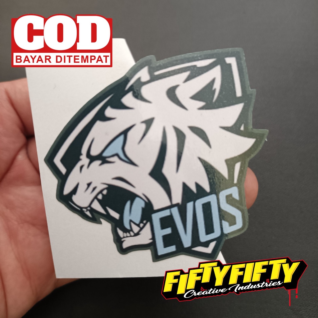 Stiker Print Cut ESPORT EVOS Stiker Printing Laminasi Glossy Stiker Motor Mobil Helm Sudah Membentuk Pola Desain