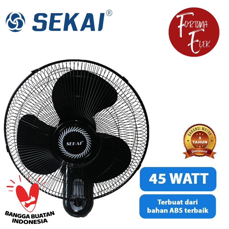 Sekai Wall Fan Kipas Angin Dinding 16 inch WFN 1627/ WFN1627 Hitam