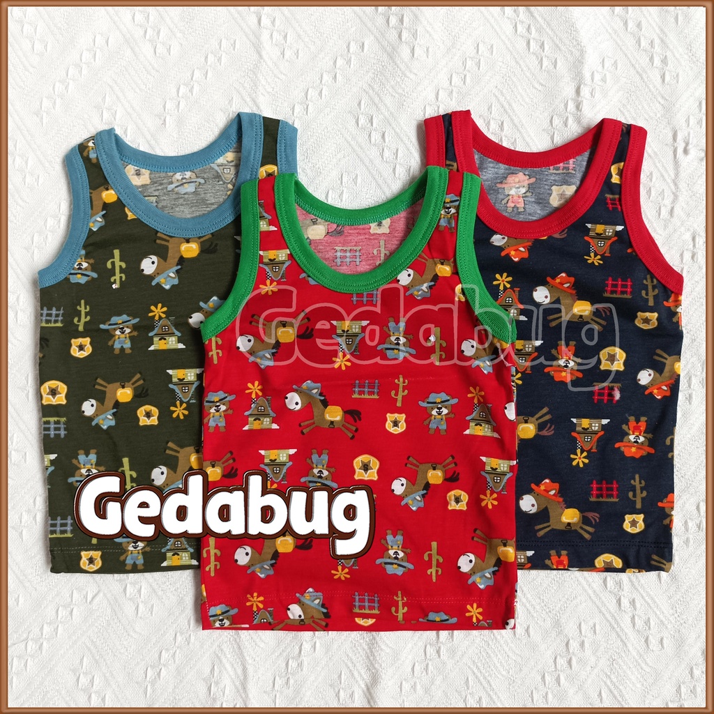 3 Pcs - Singlet Agree Kids  SB - 001 Coboy | Singlet anak motif Lucu dan Berkualitas | Gedabug