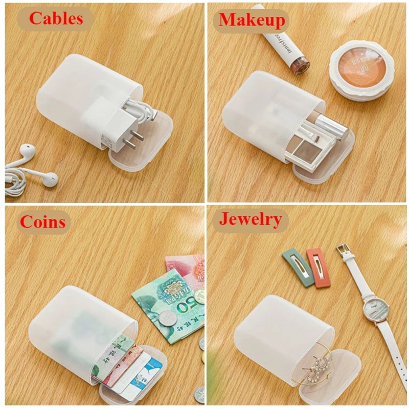 Kotak Penyimpanan Kabel Data / Headphone / Perhiasan / Kosmetik / Objek Kecil Bahan Tebal Frosted Untuk Travel