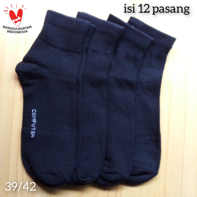 kaos kaki pendek hitam/isi 12 pasang/kaos kaki hitam computer/kaos kaki pria wanita pendek hitam