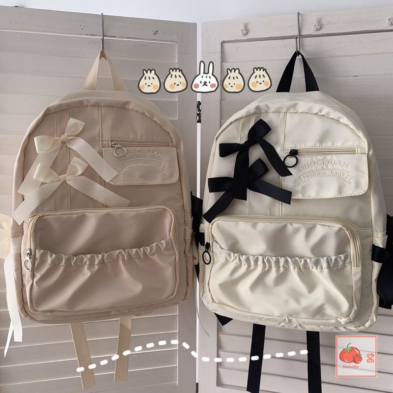 Sera ins cute bow all-match girl college style casual chic Japanese Hong Kong style Lolita JK backpack