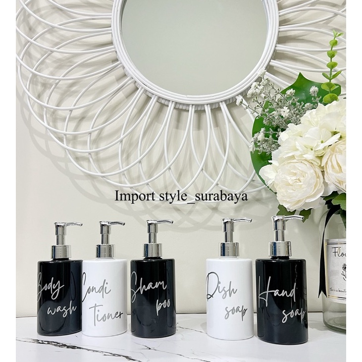 BOTOL HITAM PUTIH EXCLUSIVE 250ml DIAMOND SILVER LUXURY . aesthetic bottle refill tempat sabun cair pump estetik