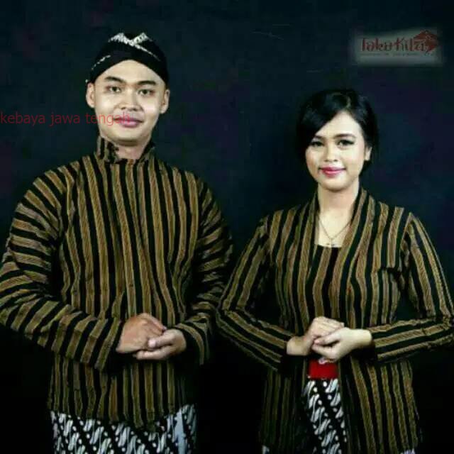 Baju Surjan Lurik + Kebaya Lurik Jawa/ baju Couple / satu set baju surjan Kebaya Bludru