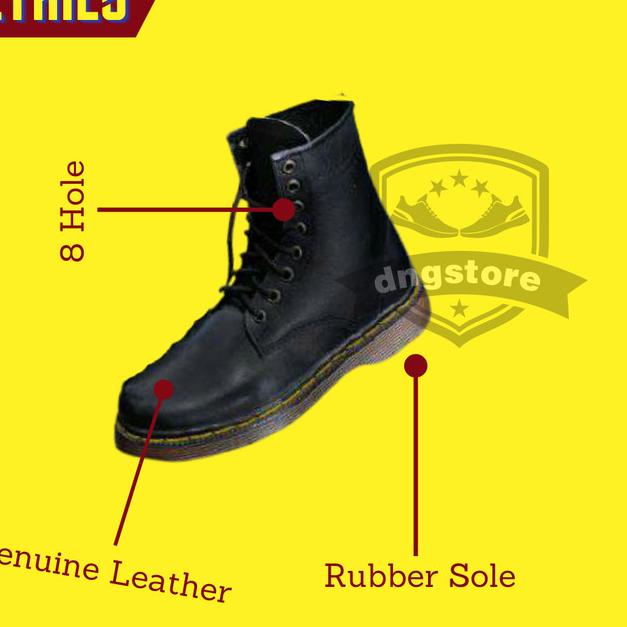 Sepatu Boots Pria Dr.Martin Boots Docmart 8 Hole Original Handmade - Hitam, 38