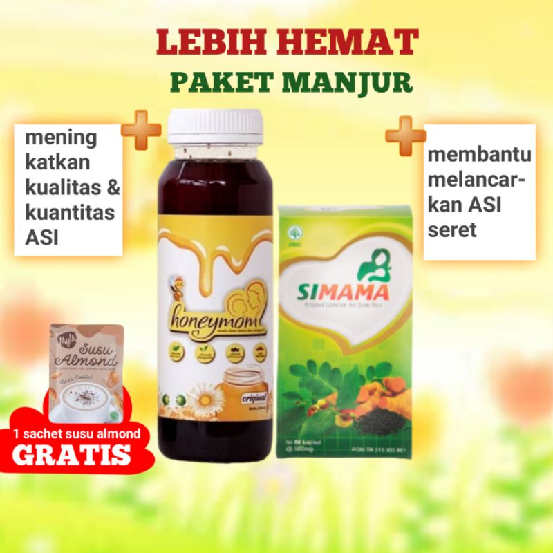 Paket Manjur 2 Botol Pelancar Asi Booster,Vitamin Asi Honeymom Simama