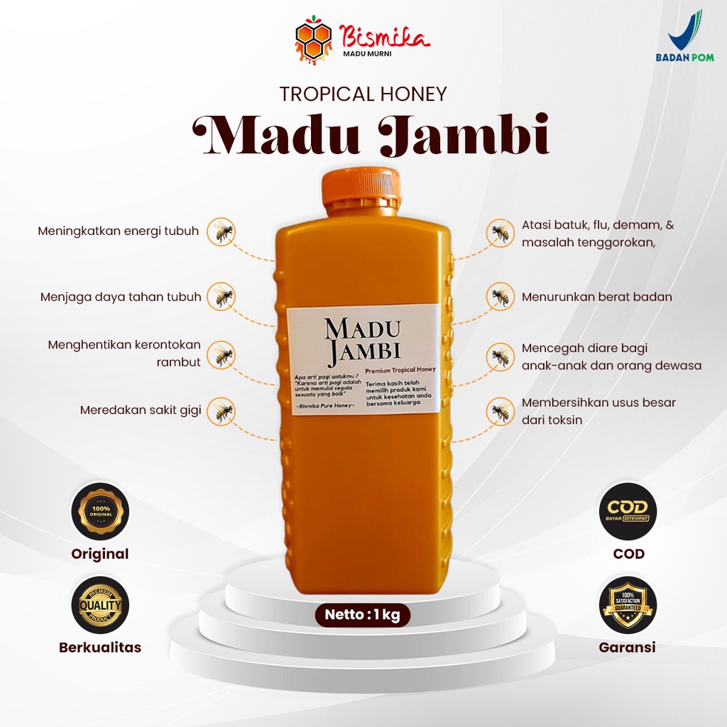 

Madu Murni Asli Jambi 100% Uji Laboratorium Trapical Honey Penurun Berat Badan Mengatasi Rambut Rontok Kelelahan 1Kg Original Premium