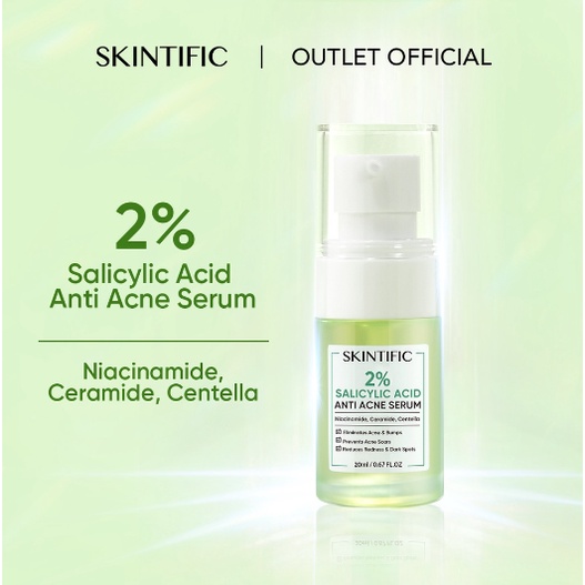 SKINTIFIC 2% SALICYLIC ACID Anti Acne Serum 20ML Skintific Acne Pionin Centella Niacinamide Ceramide