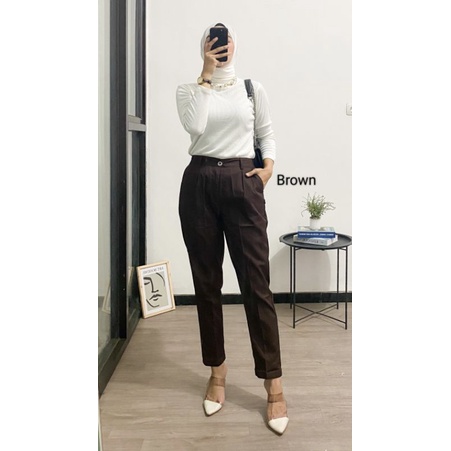 CELANA WANITA BAGGY PANTS PREMIUM / BROKEN WHITE,PUTIH,HITAM