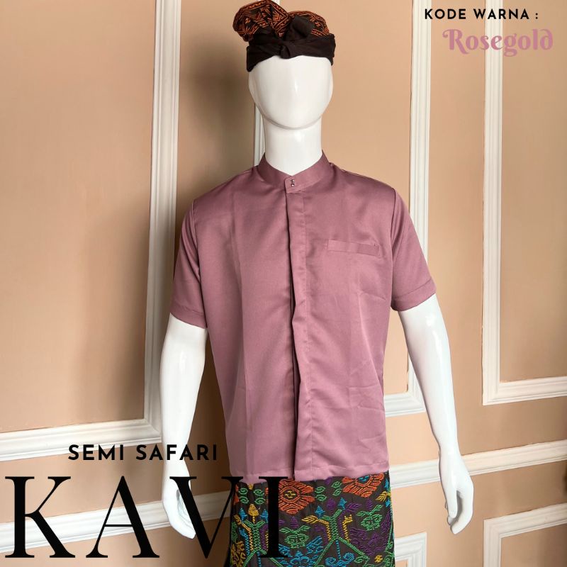 Baju Atasan Kemeja Lengan Pendek Pria Semi Safari Bali Polos Kavi