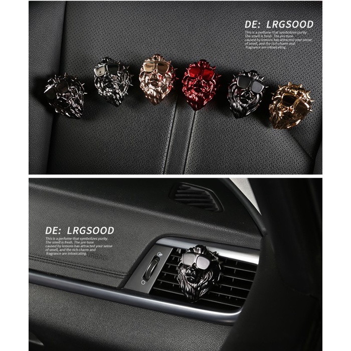 LBX Pajangan Parfum Ac Mobil Premium Clip Singa Lion Head Aroma Refill - Hitam