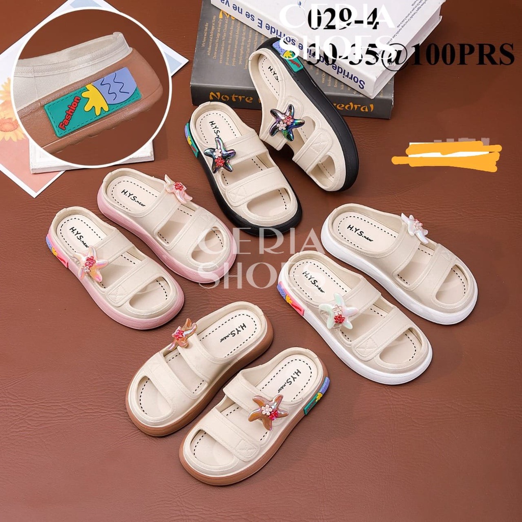 PVC Sandal ANAK Perempuan Karet Rubber Import Strap Sol Non-Slip Elastis Moitf Sea Stars 029-Kids