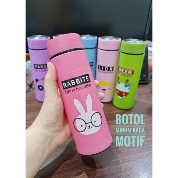 Botol Minuman Motif / Thermos Kaca/ Sourvenir