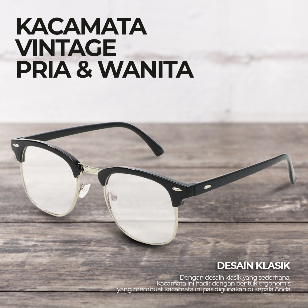 Kacamata Vintage Pria &amp; Wanita - OMHAQ9SL Silver Black