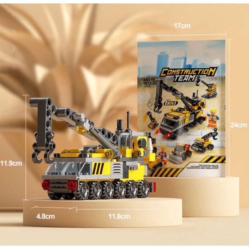 Mainan Bongkar Pasang Block Brick Bentuk 6 in 1 Bangunan dan Kendaraan