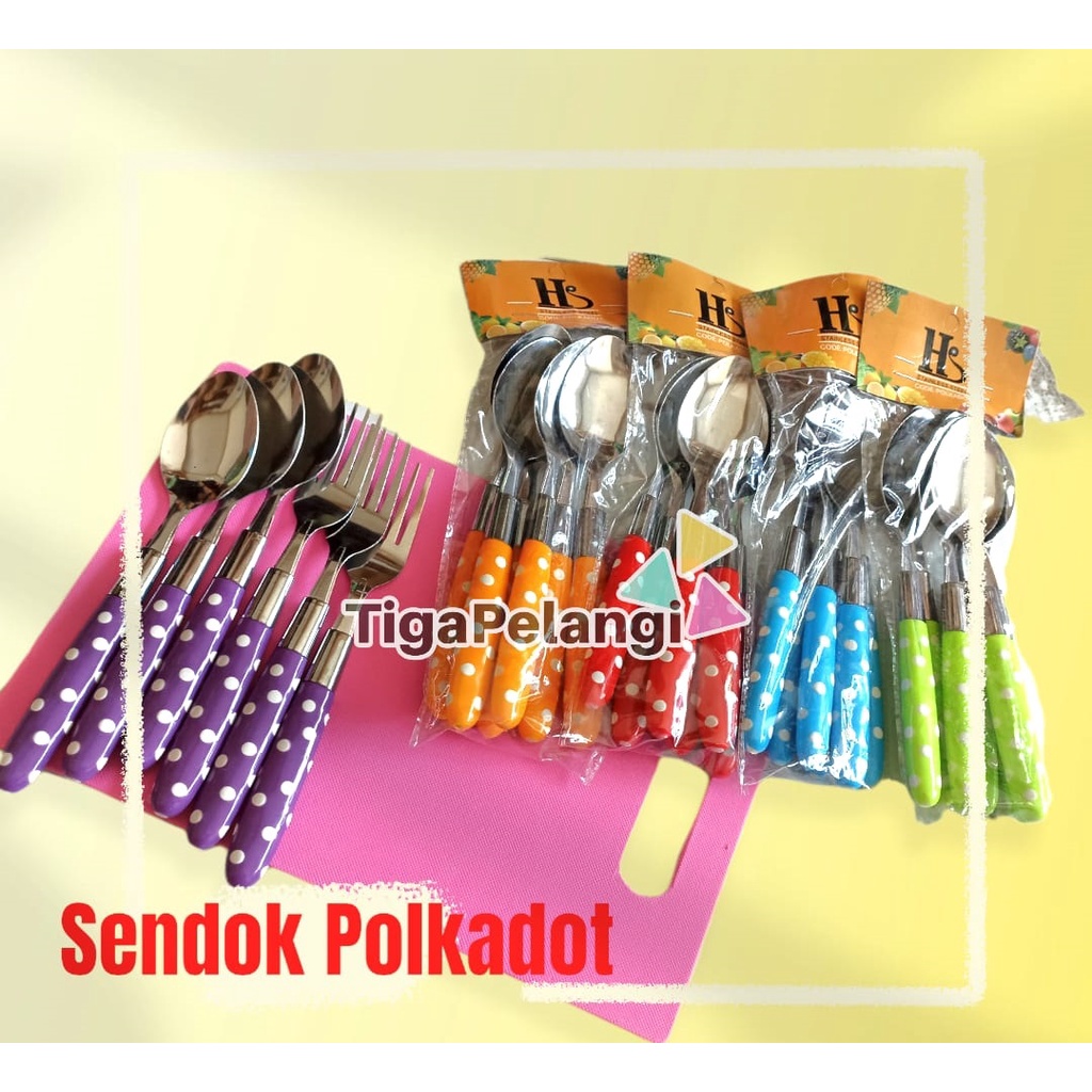 Sendok makan polkadot stainless stell HS 6pcs 1set