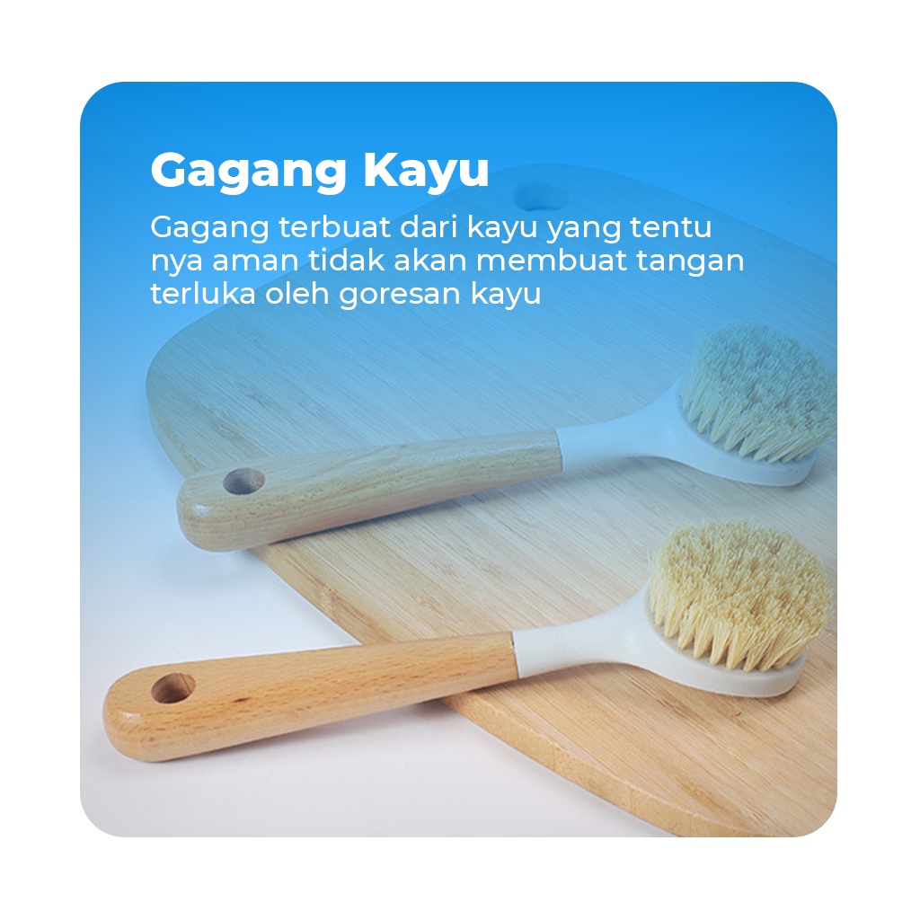 Sikat Cuci Piring Gagang Kayu Warna Natural Sikat Wastafel Cuci