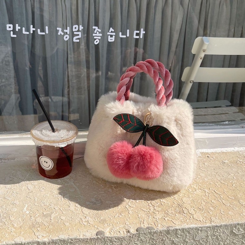 Tas Selempang Wanita Tas Cewek Bulu Mini Bucket Bag GC 8464