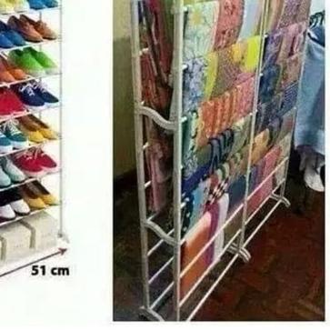 RAK SEPATU BESI JILBAB HIJAB KERUDUNG DISPLAY GANTUNG SERBAGUNA 10 TINGKAT PORTABLE PUTIH or HITAM