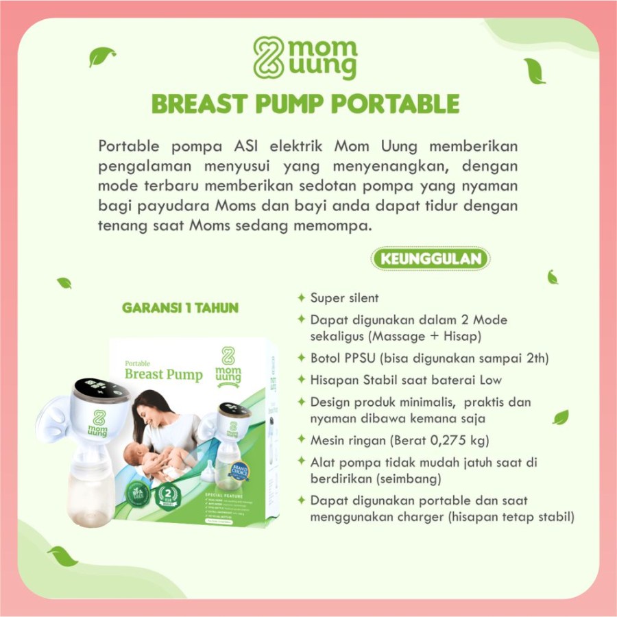 Mom Uung | Breastpump Elektrik | Pompa ASI Portable Dual Mode