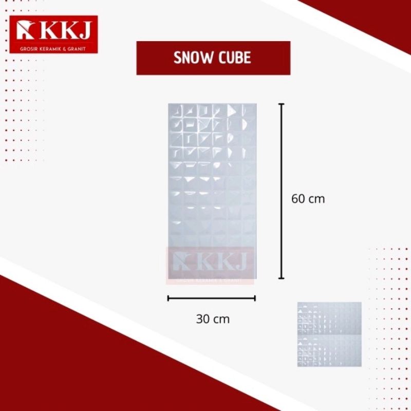 KERAMIK DINDING 30X60 CM ROMAN GRANIT SNOW CUBE W63768 GRADE A