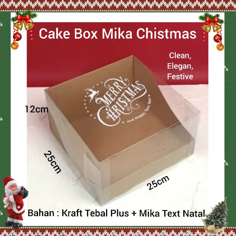 

Christmas Cake Box Mika Natal Packaging Kue 25x25cm