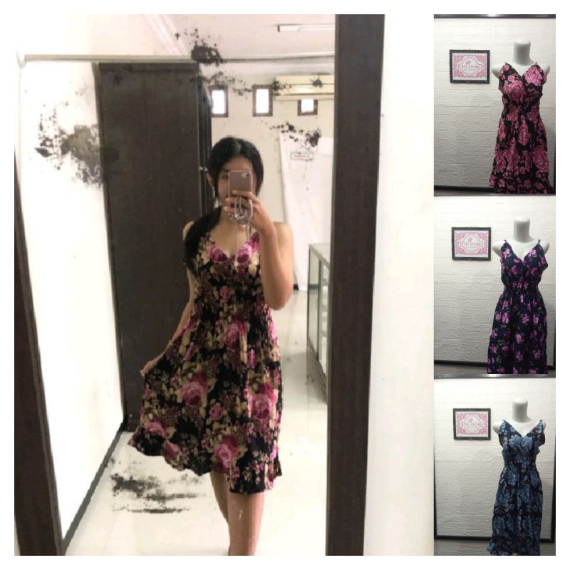(BISA PILIH MOTIF) DRESS MAUDI PENDEK RAYON BALI / DASTER MOZA SINGLET TALI SATU RAYON SEKSI / GAUN 
