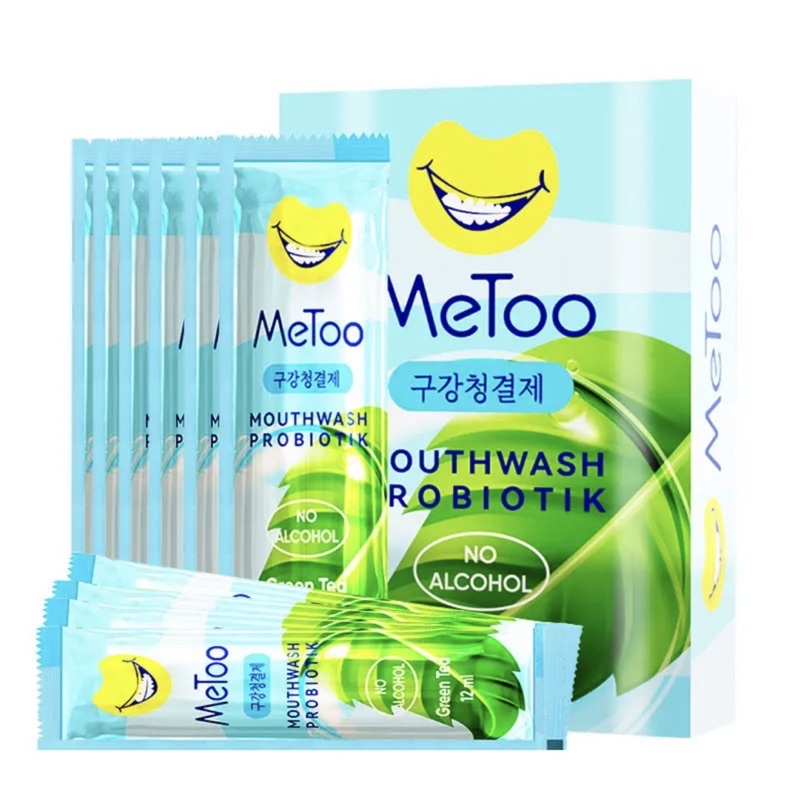 MeToo Mouthwash Portable Green Tea Sachet 12ml/ Obat Kumur Probiotik / Nafas segar / Pemutih gigi METOO HARGA PER SACHET BPOM OBAT KUMUR SACHET