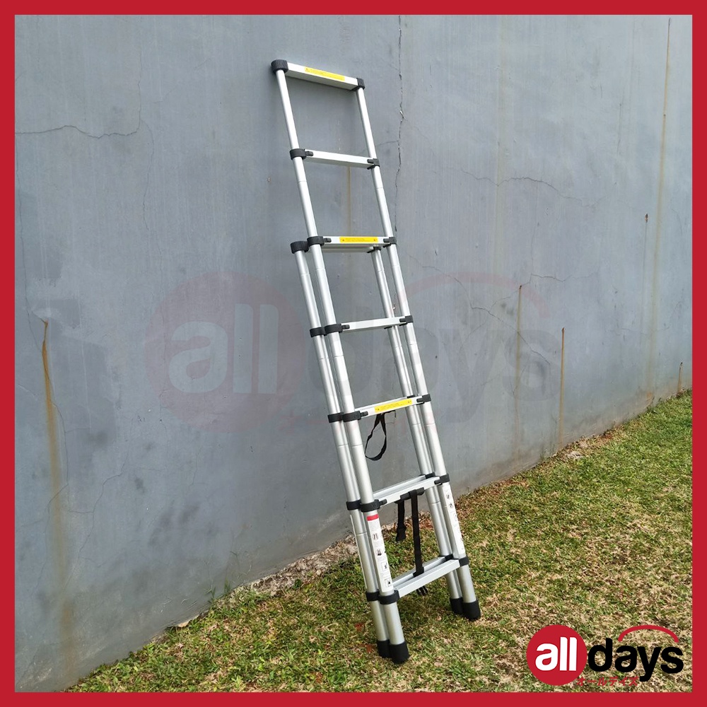 Alldays Tangga Lipat Teleskopik DOUBLE EXTRA 2,6 + 3,2 METER / Telescopic Alumunium Ladder Bahan Kuat, Praktis, Simple