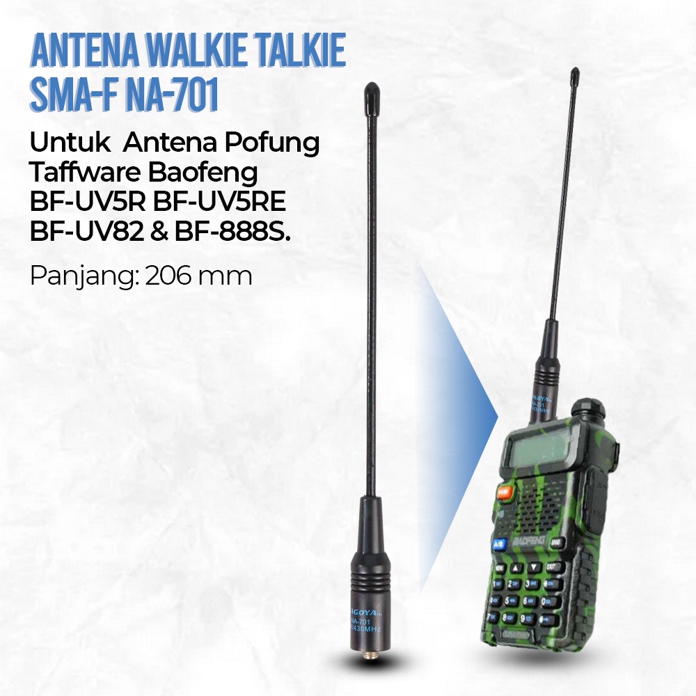 Taffware Walkie Talkie Antenna SMA-F NA-701 for Pofung Taffware Baofeng - BFTH13BK Black