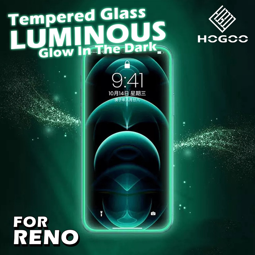 TEMPERED GLASS Luminous Glow In The Dark FOR OPPO RENO SERIES PELINDUNG LAYAR DEPAN