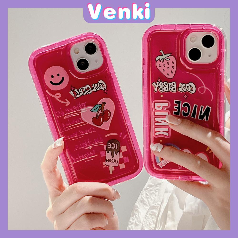 Case For iPhone 14 Pro Max TPU Soft Jelly Airbag Case Clear Rose Red Pink Cartoon Stickers Case Camera Protection Shockproof For iPhone 14 13 12 11 Plus Pro Max 7 Plus X XR