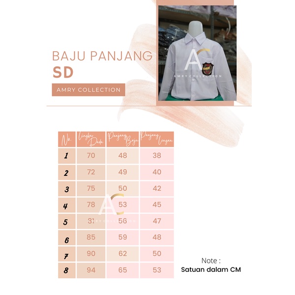 Baju SD panjang Kain Licin / twist high Seragam sekolah kemeja putih