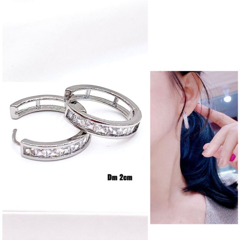 Anting Silver925 Perak mata kilau Anti Karat anti alergi berlian kilap N-0014