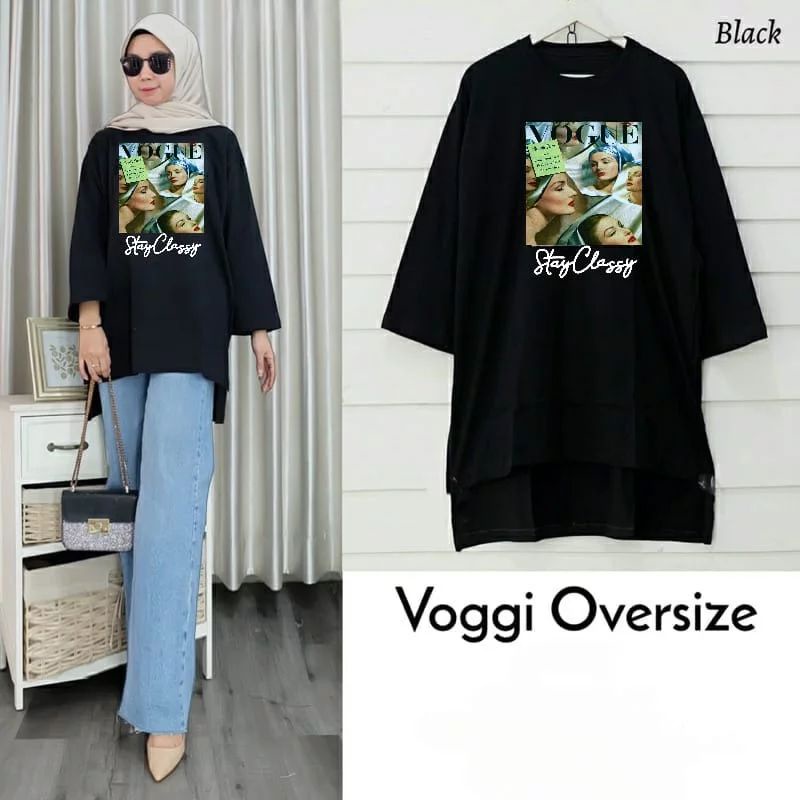 VOGGIE BLOUSE OVERSIZE S M L XL XXL XXXL DAPAT ATASAN WANITA TANPA HIJAB BLOUSE WANITA KOREA BAHAN K