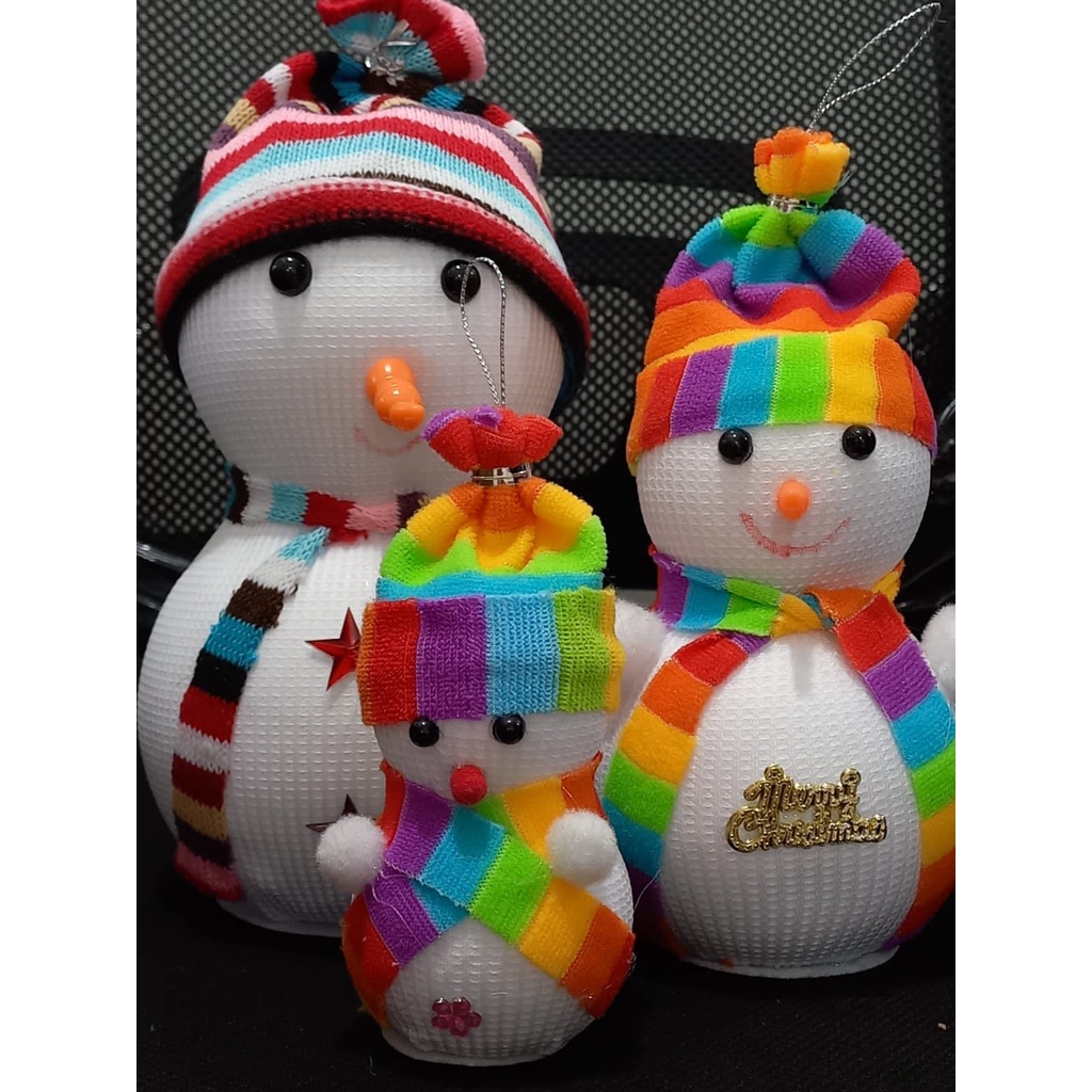 SHENAR ,  BONEKA NATAL CHRISTMAS AKSESORIS PAJANGAN BONEKA SNOWMAN SET 3IN1 HADIAH HAMPERS BONEKA NATAL TAHUN BARU MURAH VIRAL - BISA COD