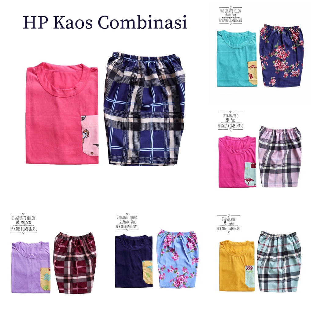 IZANY Piyama Dewasa Hotpant / HP Kaos Size L new arrivial Celana Saten Apple